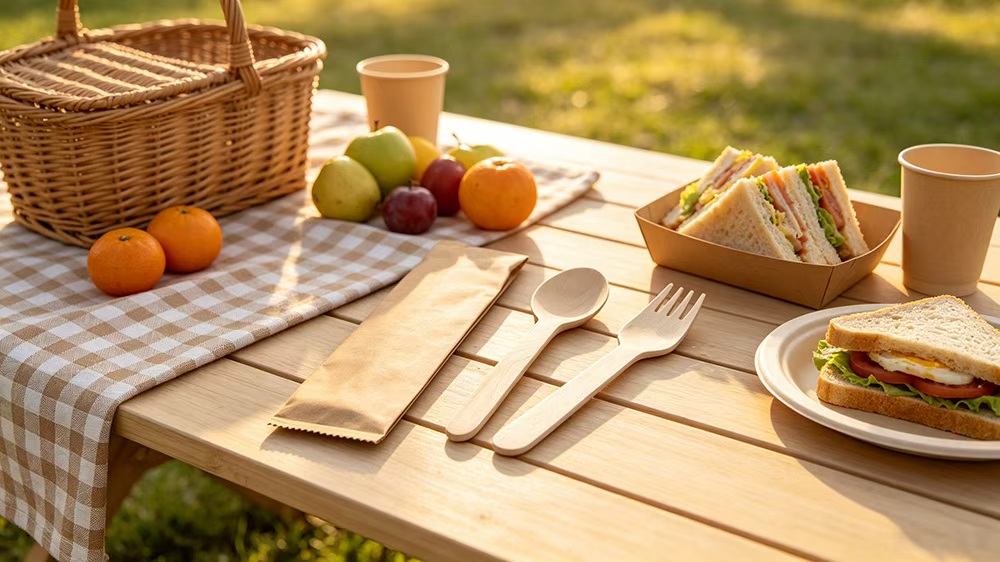 Wooden spoon and fork set